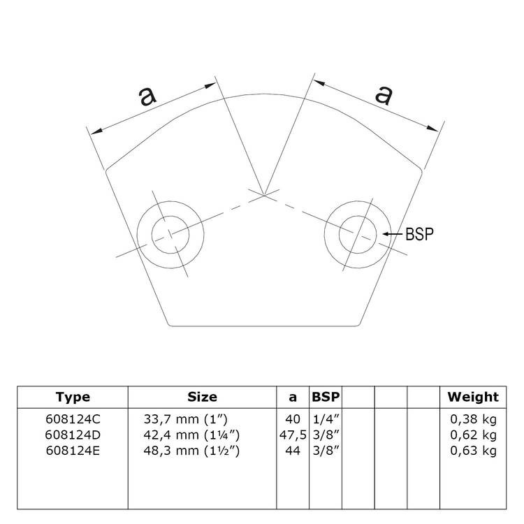 Doos Variabel kniestuk 105° - 165°-C / 33,7 mm (40 stuks)